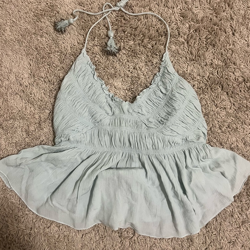 Free People Pale Mint Green Halter Tank Top